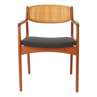 Mid-Century Modern Danish Model 4325 Armchair in Teak and Rattan by Ib Kofod-Larsen, 1960s For Sale