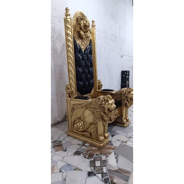 White 1960s Royal Lion Throne Chair with Matching Lion Scepter For Sale - Image 8 of 10