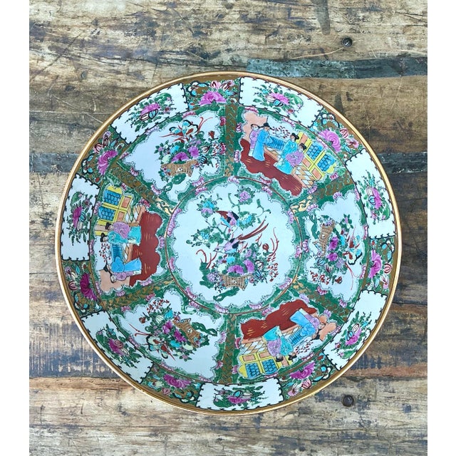 Vintage Asian Rose Famile Centerpiece Bowl For Sale - Image 12 of 12