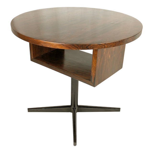 Mid-Century Modern Black Metal and Wood Side Table, Italy, 1960s For Sale