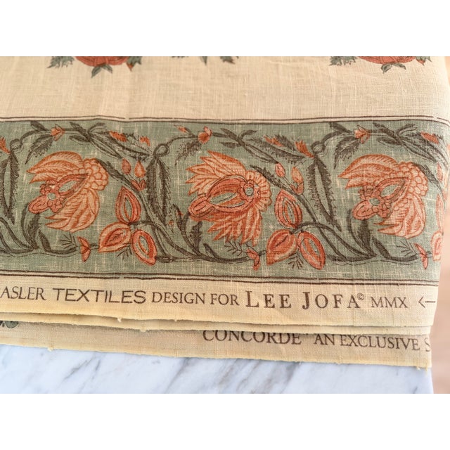 Tan Lee Jofa Block Print Floral Fabric - 6+ Continuous Yards For Sale - Image 8 of 10
