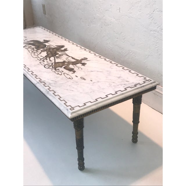 Coffee Italian Greek Key Chariot Marble Coffee Table For Sale - Image 8 of 11