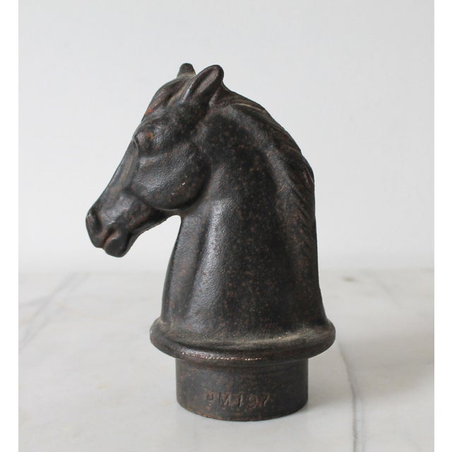Early 20th Century Cast Iron Sculpted Horse Head Hitching Post Topper For Sale - Image 5 of 11