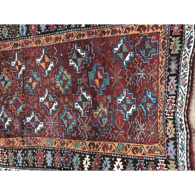 Beautiful early 20th century Kurdish rug with nice geometric tribal design and beautiful colors with green, blue, red,...