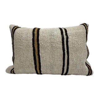 Turkish Hemp Pillow Cushion Natural Beige Brown Pillow Cushion Cover 16" x 24" For Sale