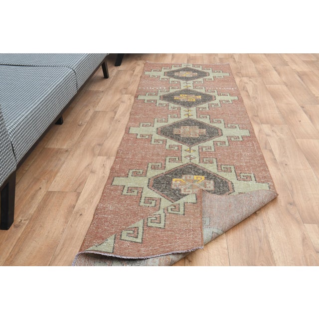 Textile 1970s Turkish Oushak Handmade Wool Cotton Orange Runner Rug For Sale - Image 7 of 11