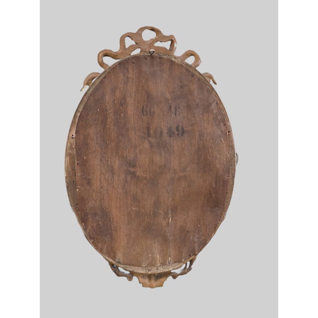 19th Century Napoleon III French Oval Gilded Mirror with Love Knot For Sale - Image 3 of 14