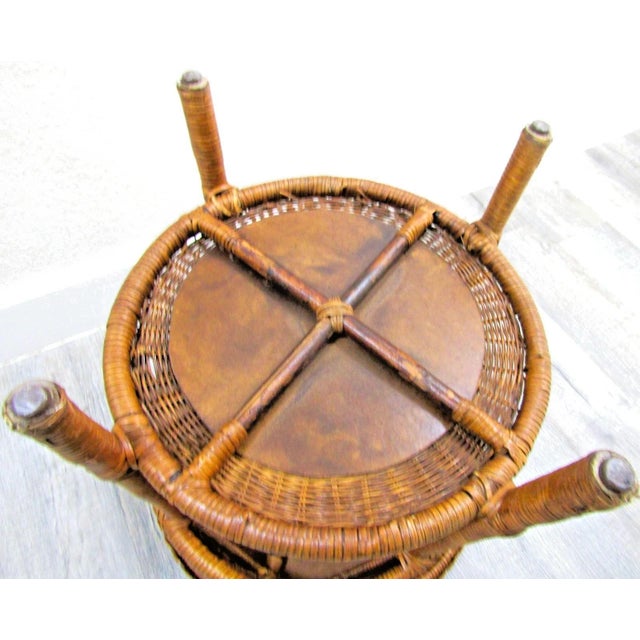 Vintage Wicker Over Rattan Round End/Side Table Circa 1960s For Sale - Image 11 of 11