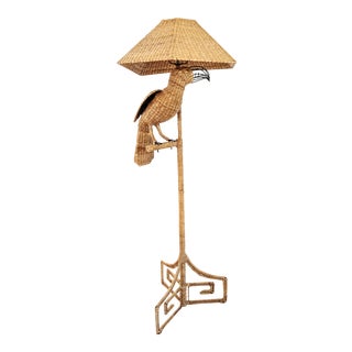1976 Mario Lopez Torres Wicker Toucan Floor Lamp For Sale