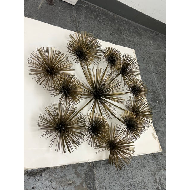 Brutalist Curtis Jere Vintage Brass Sea Urchin/Dandelion Wall Sculpture For Sale - Image 3 of 13