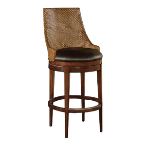 Woven Leather Bar Stool, Umber Finish