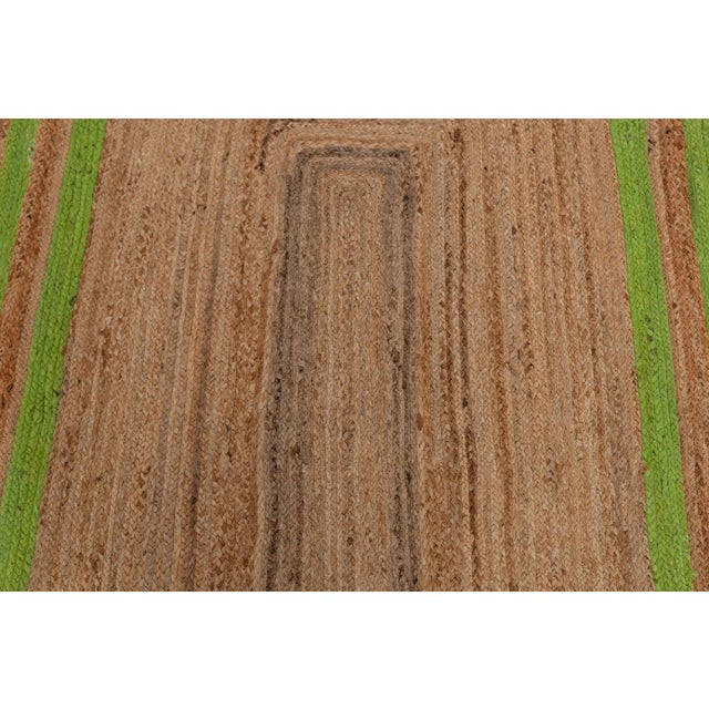 4x6ft. Green Border Rectangle Jute Handmade Rug For Sale - Image 4 of 8
