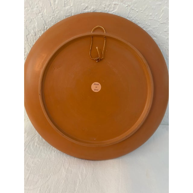 Folk Art Vintage Peruvian Madonna & Child Redware Plate For Sale - Image 3 of 3
