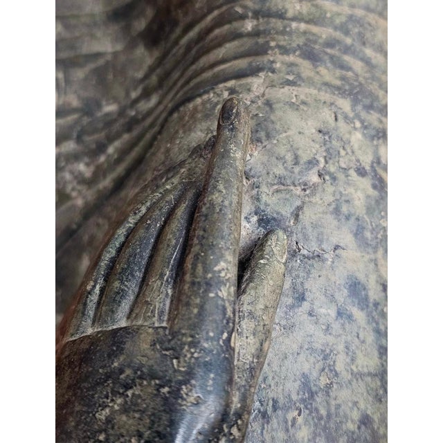 Large Antique Sculpture of Resting Buddah Done in Bronze For Sale - Image 6 of 18