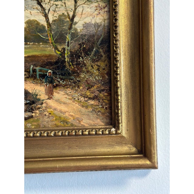 19th Century Original British Oil Painting, Geese/Ducks by a Cottage Pond, Joseph Thors For Sale - Image 9 of 12