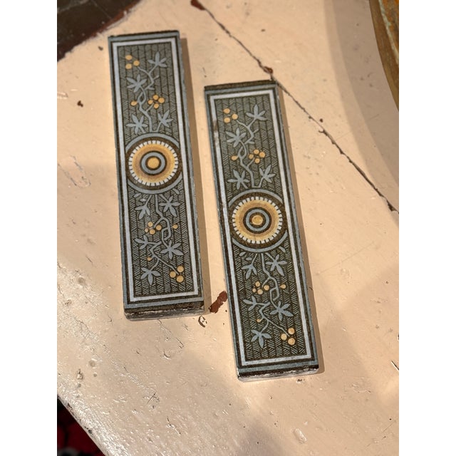 Antique Victorian Decorative Tiles c.1880 Floral Geometric Design Architectural Salvage Lot For Sale - Image 4 of 9