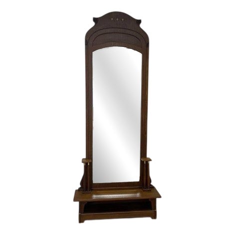 Antique Art Deco Standing Mirror in Walnut, 1930s For Sale