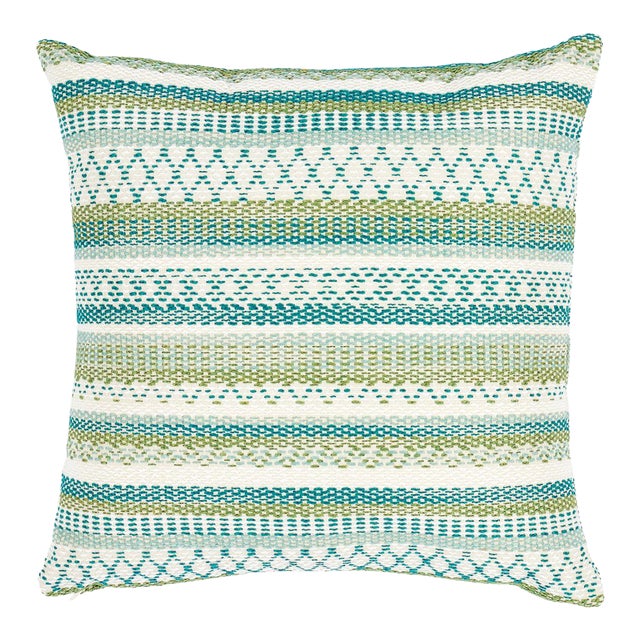 Schumacher Fremont Indoor/Outdoor 18" Pillow in Green For Sale
