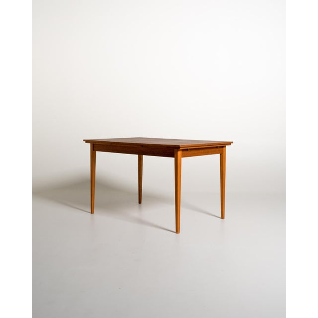 Scandinavian Extendable Teak and Beech Table, 1950s For Sale - Image 10 of 10