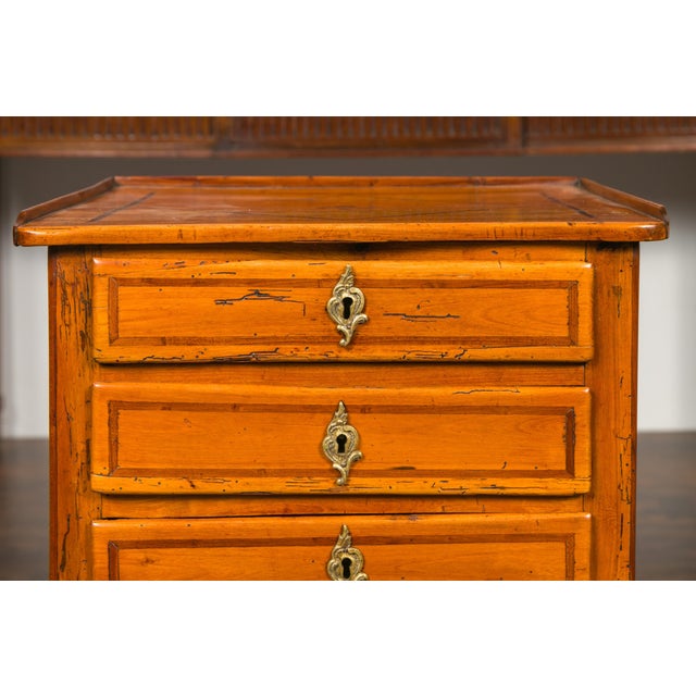 Brown French Louis-Philippe Period 1840s Walnut Bedside Table with Geometric Banding For Sale - Image 8 of 12