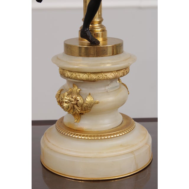 Antique French Empire Figural Bronze & Marble Figural Lamps - a Pair For Sale - Image 16 of 18
