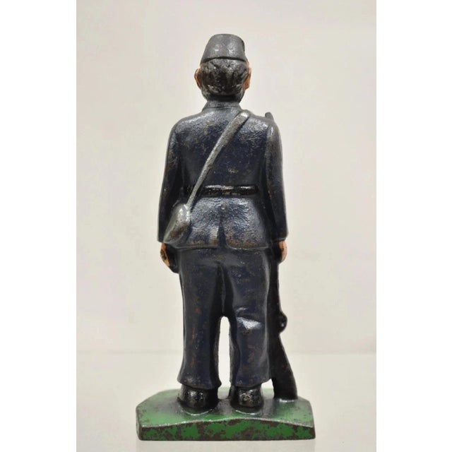 Antique Victorian Cast Iron Figural Painted Military War Soldier Door Stop A For Sale In Philadelphia - Image 6 of 10