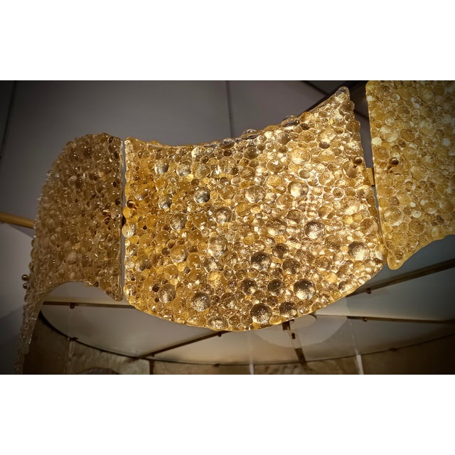 Mid-Century Modern Murano Round Gold Art Glass and Chrome Chandelier, 2000 For Sale - Image 3 of 10