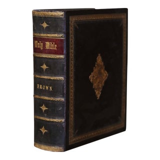 19th Century English Leather Bound and Gilt Holy Bible by John Brown Dated 1864 For Sale