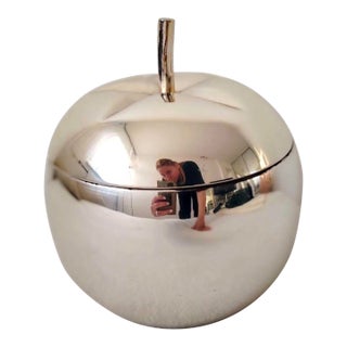 1980’s Large Teghini Italy Large Tomato Shaped Insulated Silverplated Ice Bucket For Sale