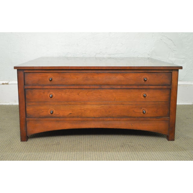 Stickley Harvey Ellis Cherry Square Cocktail Coffee Table w/ Drawers