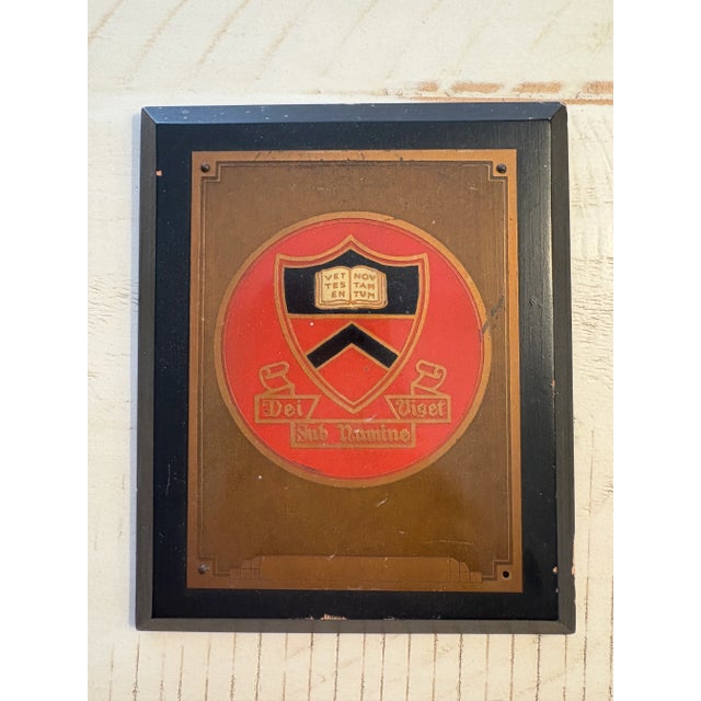 Ivy League Memorabilia Collectors Item Princeton University Wood Plaque in Latin Handmade Rare 1953 For Sale In Los Angeles - Image 6 of 6
