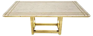 Dining Table in Travertine and Gold by Alain Delon, France, 1980s
