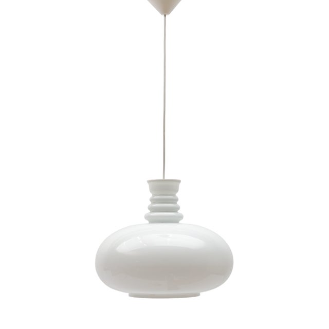 White Milk Glass Ceiling Lamp from Peill & Putzler, 1960s For Sale