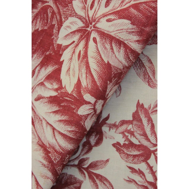 Toile Fabric Antique French Castle Raspberry Red Floral Material 19th ...