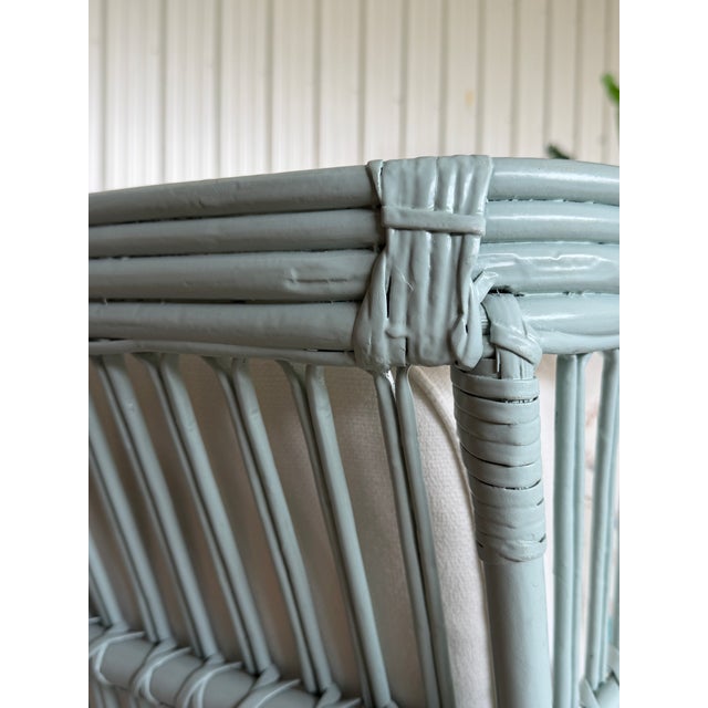 Wood Restored Mid-Century Coastal Rattan Sofa in Catalina With Sunbrella Fabric For Sale - Image 7 of 12