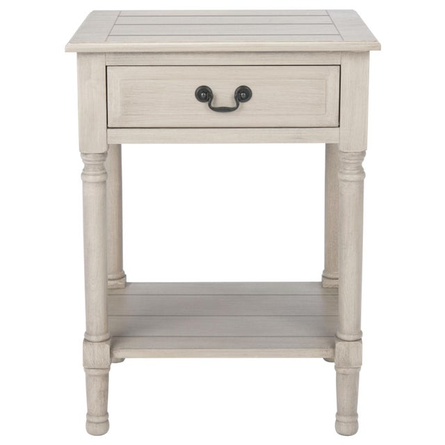 Traditional Whitney 1 Drawer Accent Table in Greige For Sale - Image 3 of 11