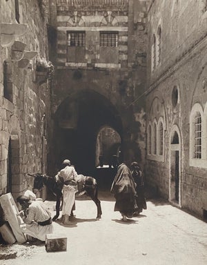 American Colony Jerusalem, Vintage Large Albumen Photo Jerusalem - House Of The "Rich Man", 1890-1920