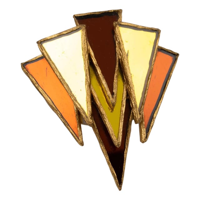 Irena Jaworska, Line Vautrin School Resin Talosel and Mirrors Mosaic Brooch For Sale