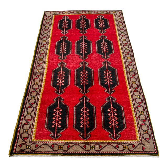 1960s Rug Hand Knotted Turkish Area Rug - 40'' X 79'' For Sale