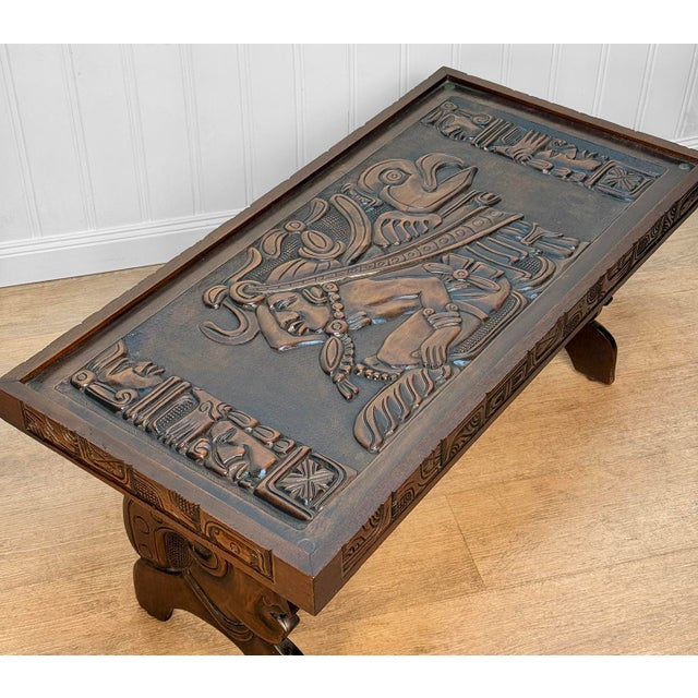 Mid 20th Century Vintage Tribal Mayan Shaman Carved Mahogany Cocktail Coffee Table For Sale - Image 5 of 9