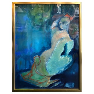 Mid-Century Modern Oil on Paper Painting by Doris Rudoff For Sale