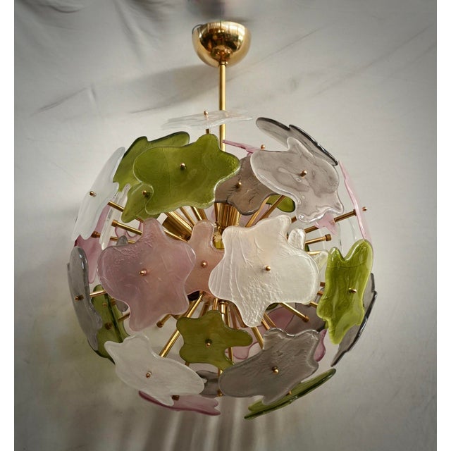 Sputnik Murano Art Glass Green Pink and White Chandelier and Pendant, 2000 For Sale - Image 12 of 12