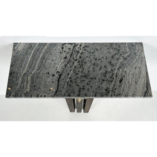 Metal 1930s Art Deco Wrought Iron, Brass, Marble Console Table, Subes Manner For Sale - Image 7 of 10