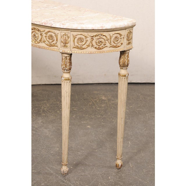 Italian Mid 20th Century Italian Marble Top Slender Console, 4 Ft For Sale - Image 3 of 12
