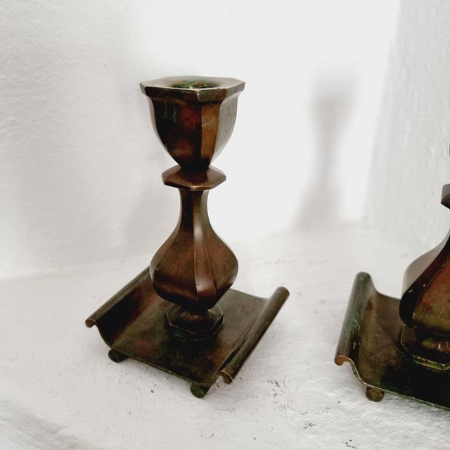 Vintage Candlesticks in Bronze by Sune Bäckström, 1920s, Set of 2 For Sale - Image 4 of 9