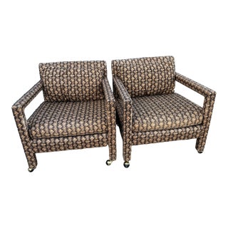 1980s Mid Century Modern Pair of Chairs by Bernhardt Styled After Milo Baughman For Sale