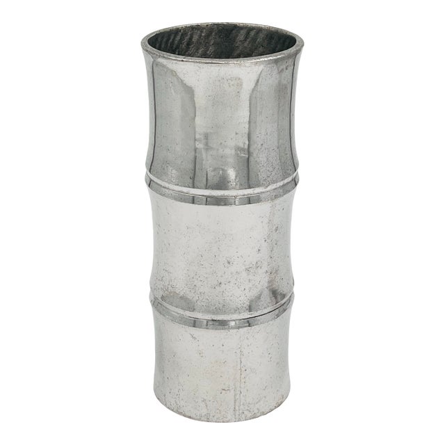 Mid 20th Century Metal Aluminum Bamboo Vase For Sale