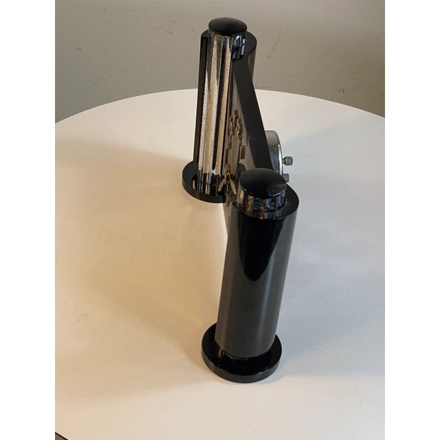 1930s Art Deco Modernist Black Bakelite and Chrome Clock For Sale - Image 5 of 10