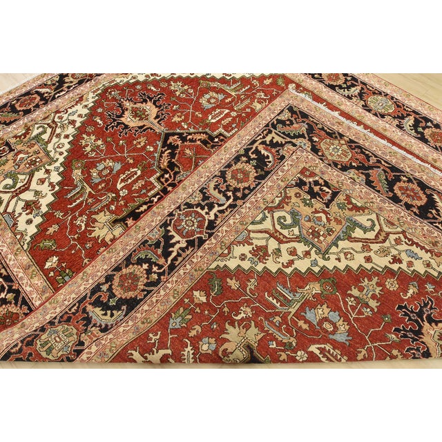 Heriz Ziegler Rug 9′ X 11’11” Red Wool Traditional Hand-Knotted Oriental Carpet For Sale - Image 14 of 15