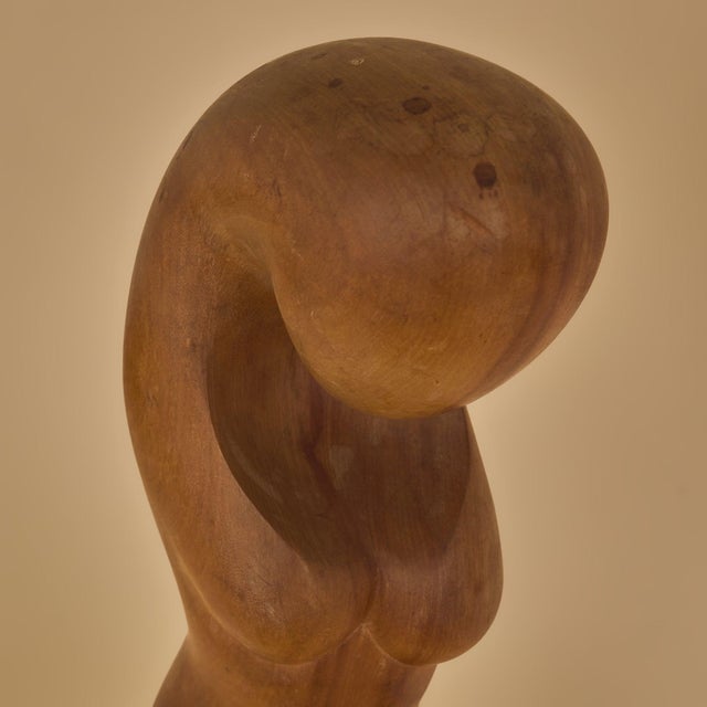Wood Vintage Female Form Carved Wooden Sculpture For Sale - Image 7 of 10